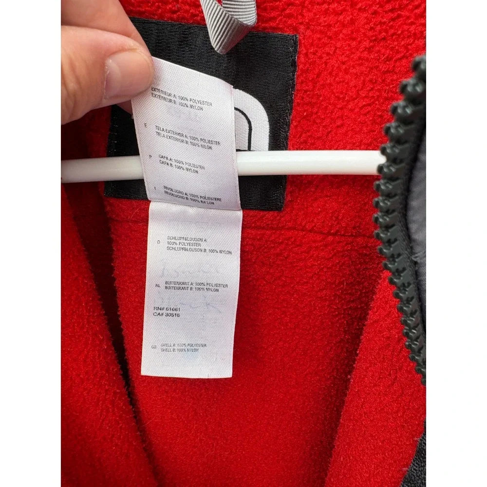 The North Face Denali Fleece Jacket Kids XS Red Grey Full Zip Denali Coat